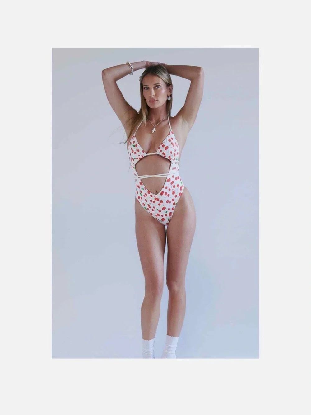 Frankies Bikinis X Sydney Sweeney Gemma Cherry-Print Cut-Out Swimsuit